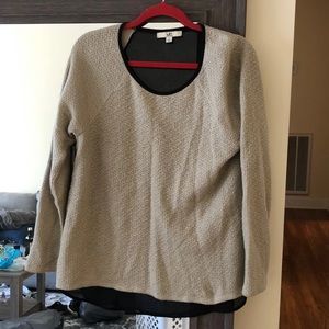 L Ya losangles thin tan sweater with mesh back